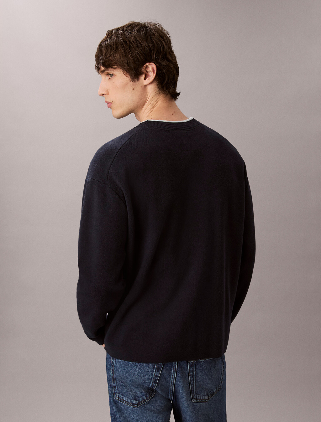 Embossed Monogram Logo Relaxed Sweater, Dark Sapphire, hi-res