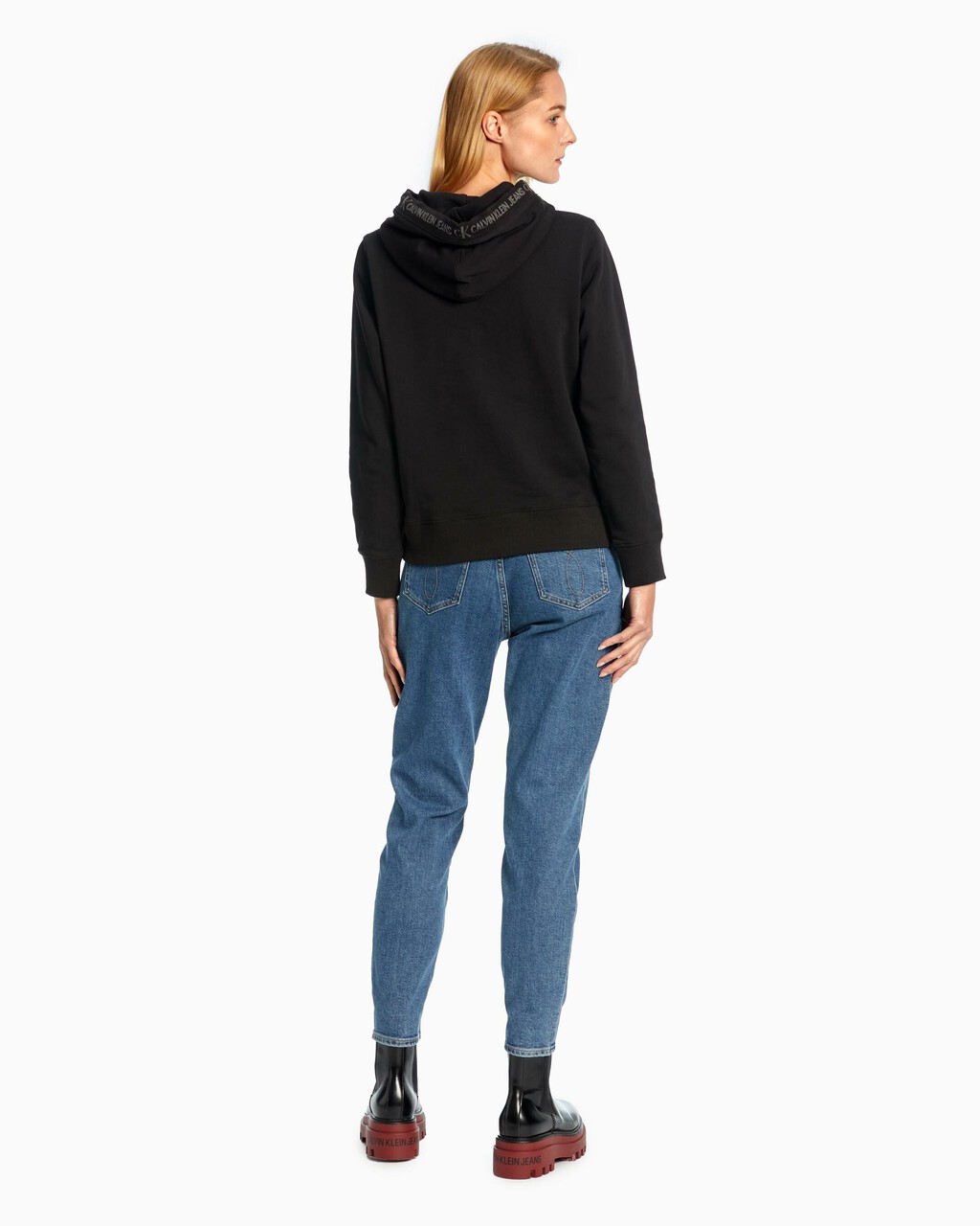 LOGO TRIM HOODIE, Ck Black, hi-res