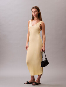 Knit Rib Sleeveless Dress, Sunlight, hi-res