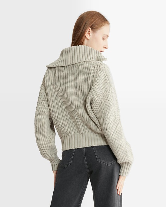 Varsity Cable Wool Blend Cardigan