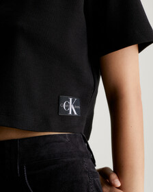 Relaxed Ribbed Polo Shirt, Ck Black, hi-res