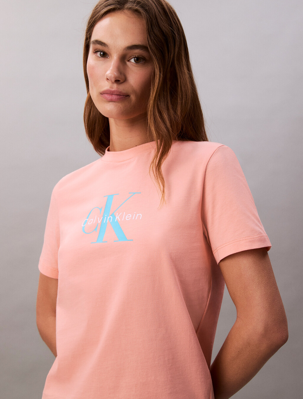 Monogram T-shirt, Powder Orange, hi-res