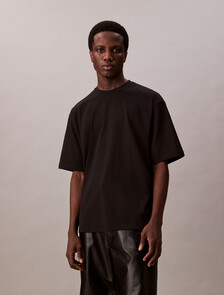 Cotton Silk Relaxed Tee, Black, hi-res
