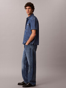 Boxy Denim Short Sleeve Shirt, BECKFORD BLUE, hi-res