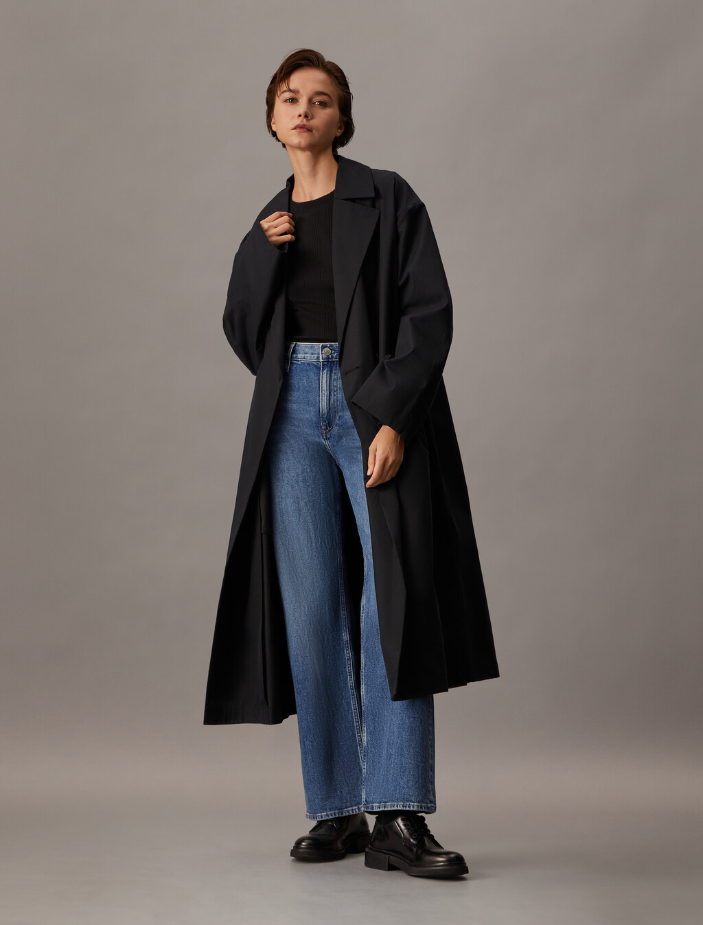 Italian Denim High Rise Wide Leg Jeans, Denim Dark, hi-res