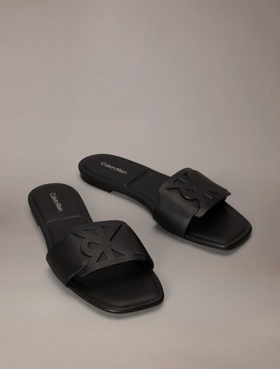 Amira - Leather Square Toe Flat Sandals