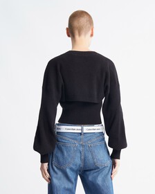 Feminine 2 In 1 Knit Cardigan, Ck Black, hi-res