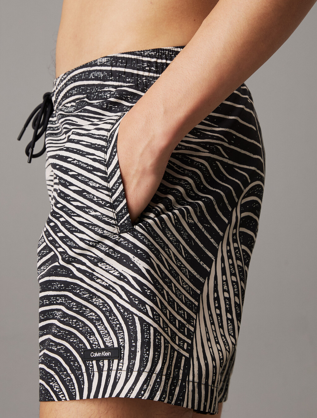 Medium Drawstring Swim Shorts - CK Essentials, Ck Palm Leaves, hi-res
