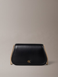 Curved Wallet with Chain Strap, Black, hi-res