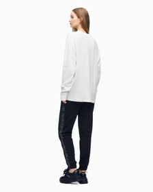 SATIN MONOGRAM LONG SLEEVE TEE, Bright White, hi-res