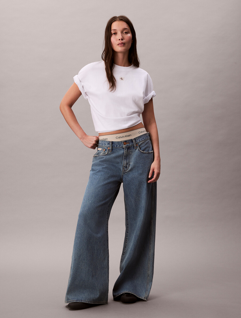 Woven Label Oversized Tee, Brilliant White, hi-res