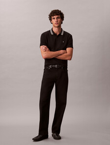 Monogram Logo Pique Tipped Classic Polo Shirt, Black, hi-res