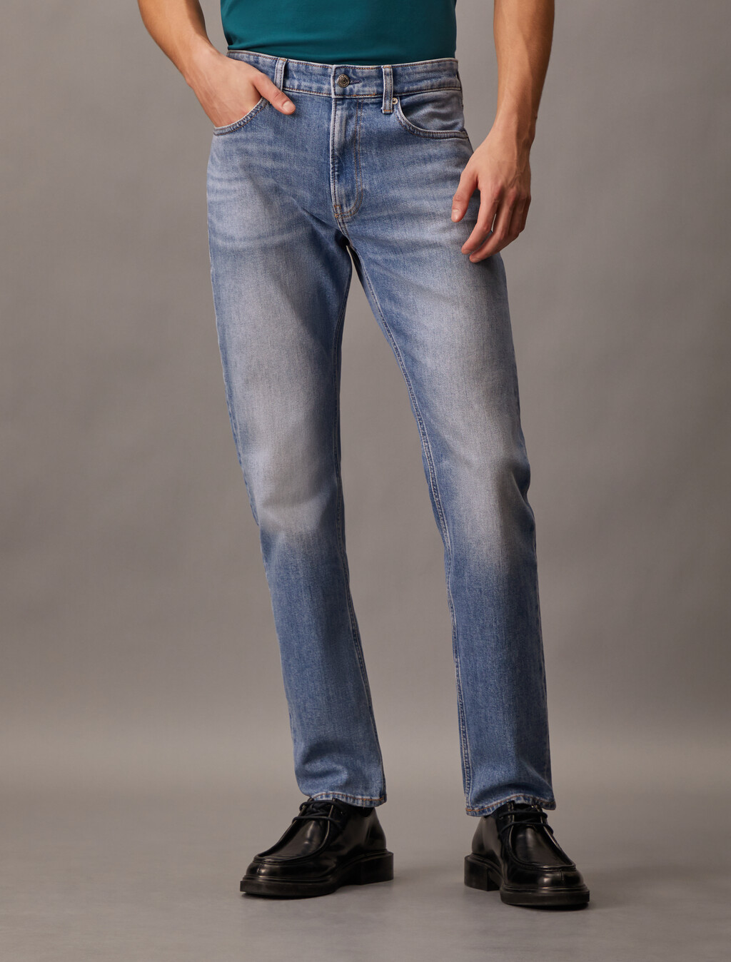 Italian Denim Authentic Straight Jeans, Denim Light, hi-res