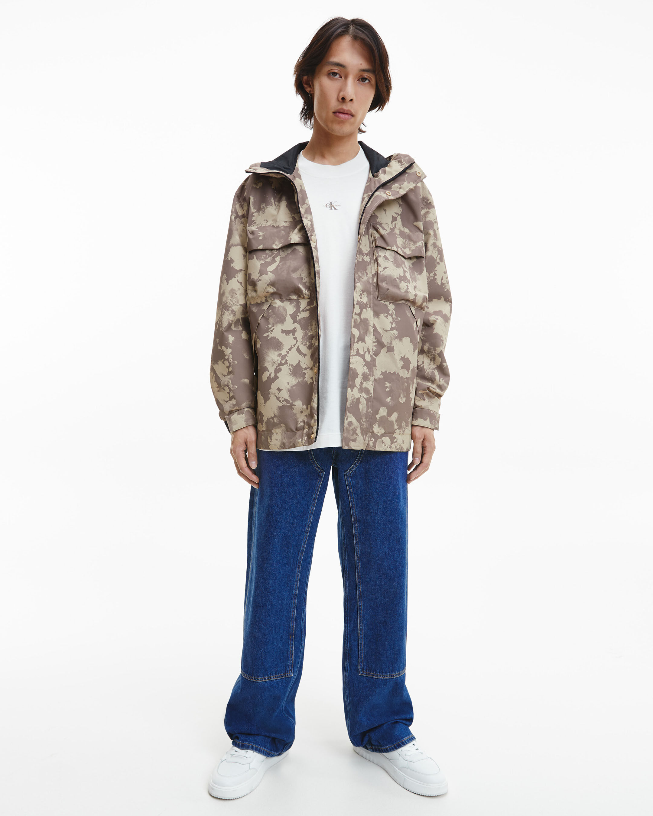 Recycled Polyester Hooded Windbreaker brown Calvin Klein Singapore