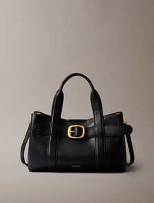 Belted Small Tote Bag, Black, hi-res
