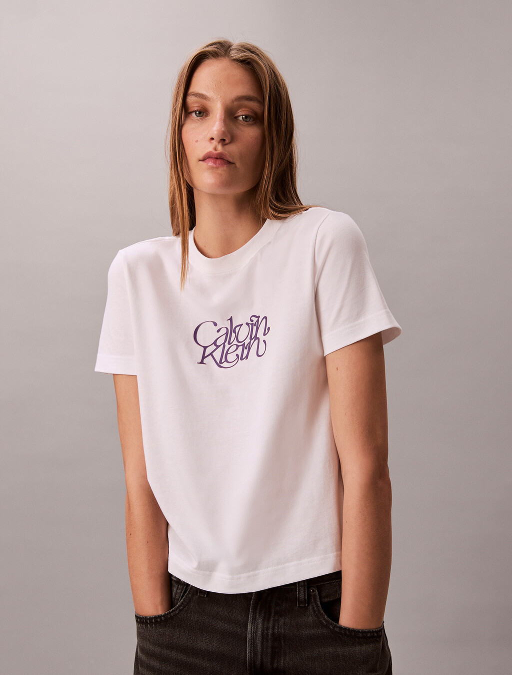 Script Logo Graphic Slim T-Shirt, Brilliant White, hi-res