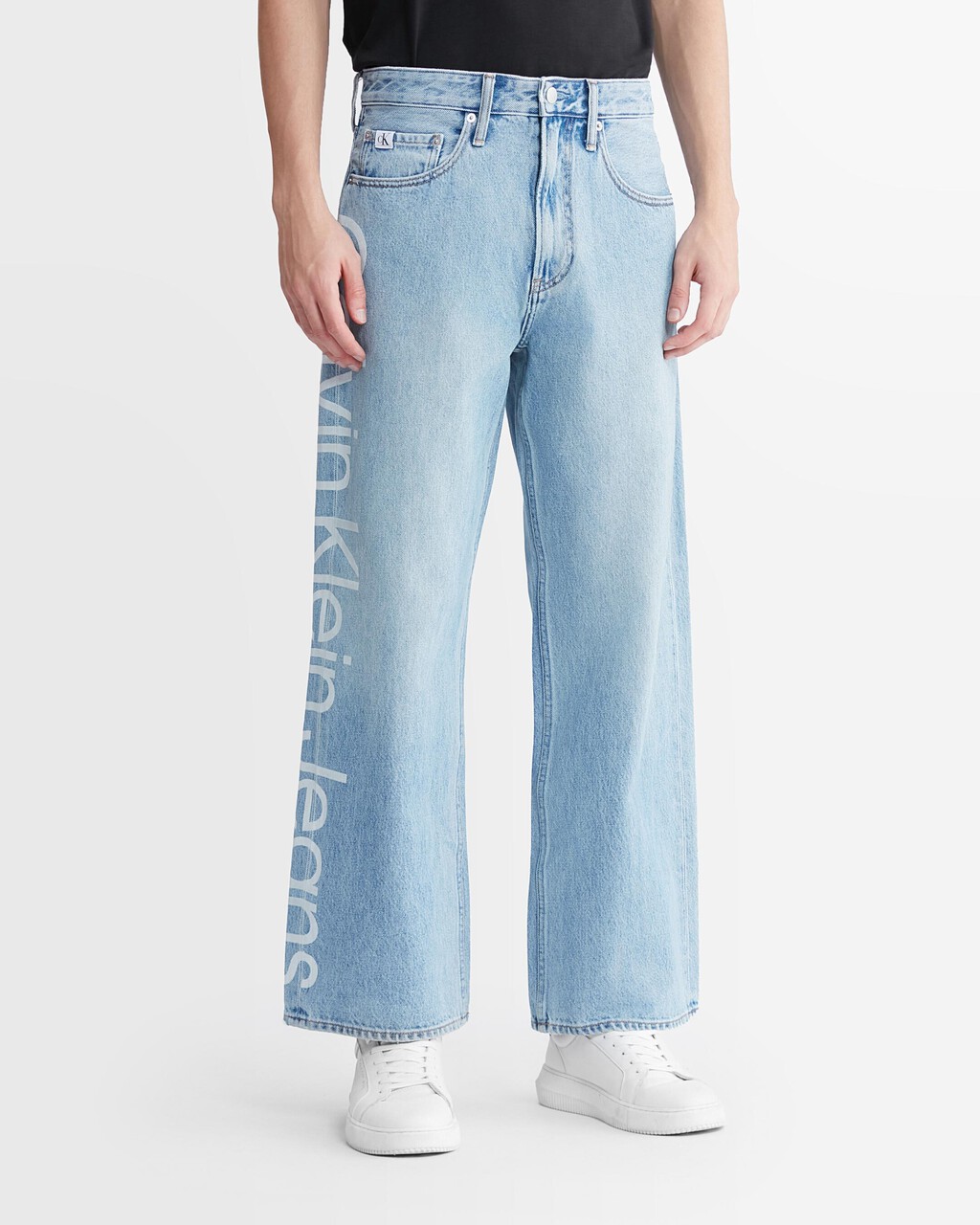 90S Loose Knockout Logo Jeans, Denim Light, hi-res