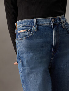 Italian Denim High Rise Wide Leg Jeans, Denim Dark, hi-res