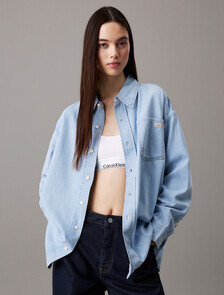 Oversized Denim Shirt, Denim Light, hi-res