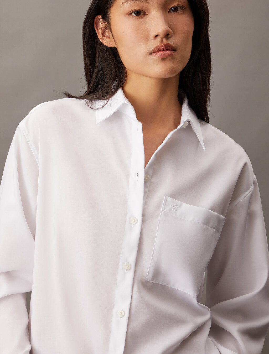 Breathable Monogram Relaxed Shirt, Bright White, hi-res