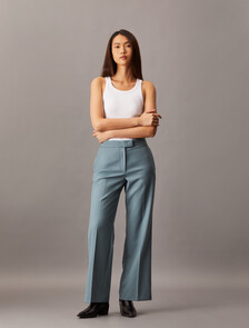 Coated Gabardine Flare Trousers, Stormy Weather, hi-res
