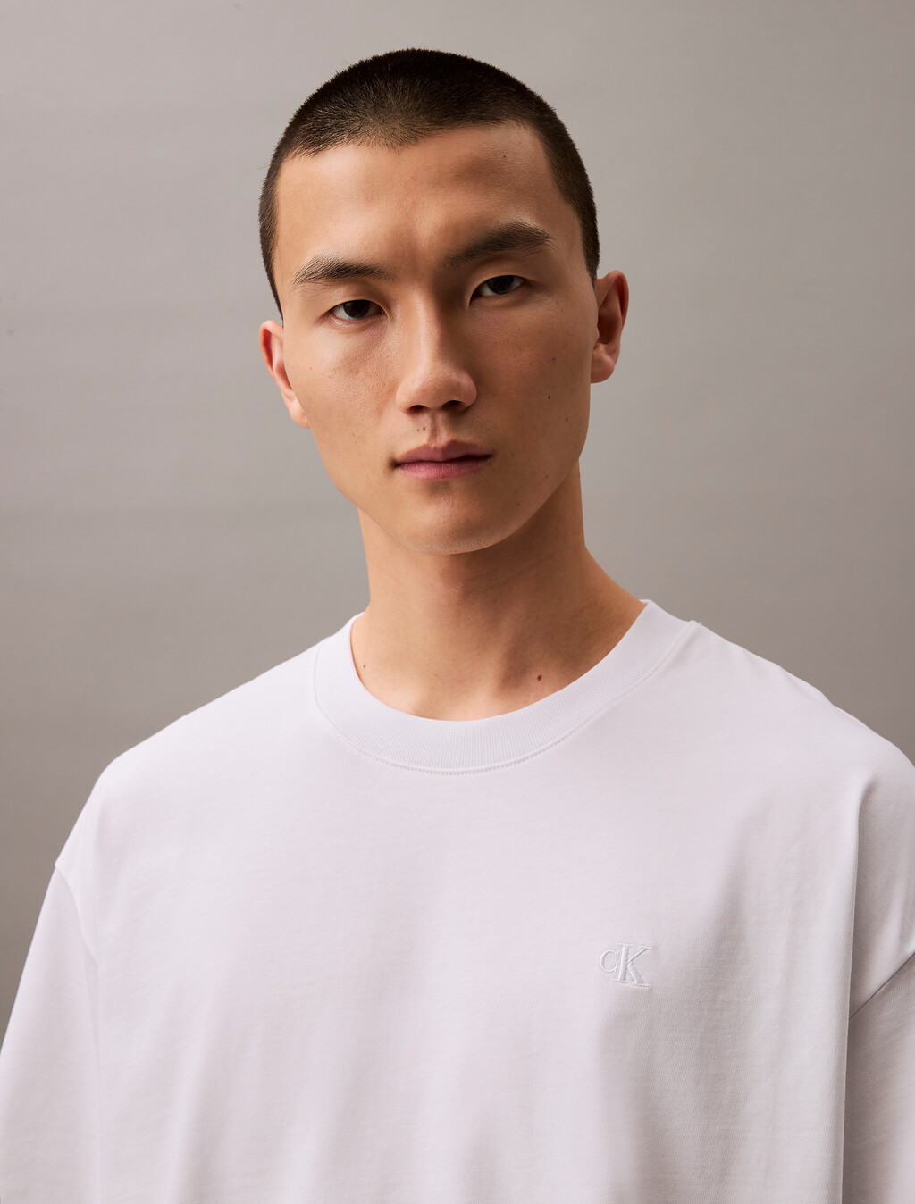 Oversized Embossed Monogram Tee, Brilliant White, hi-res