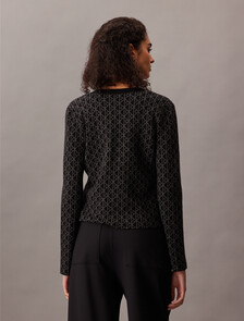 Monogram Tank Cardigan Twinset, Black, hi-res