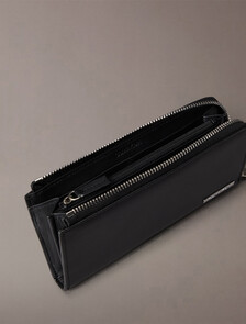 CK Plaque Leather Long Fold Wallet, Black, hi-res