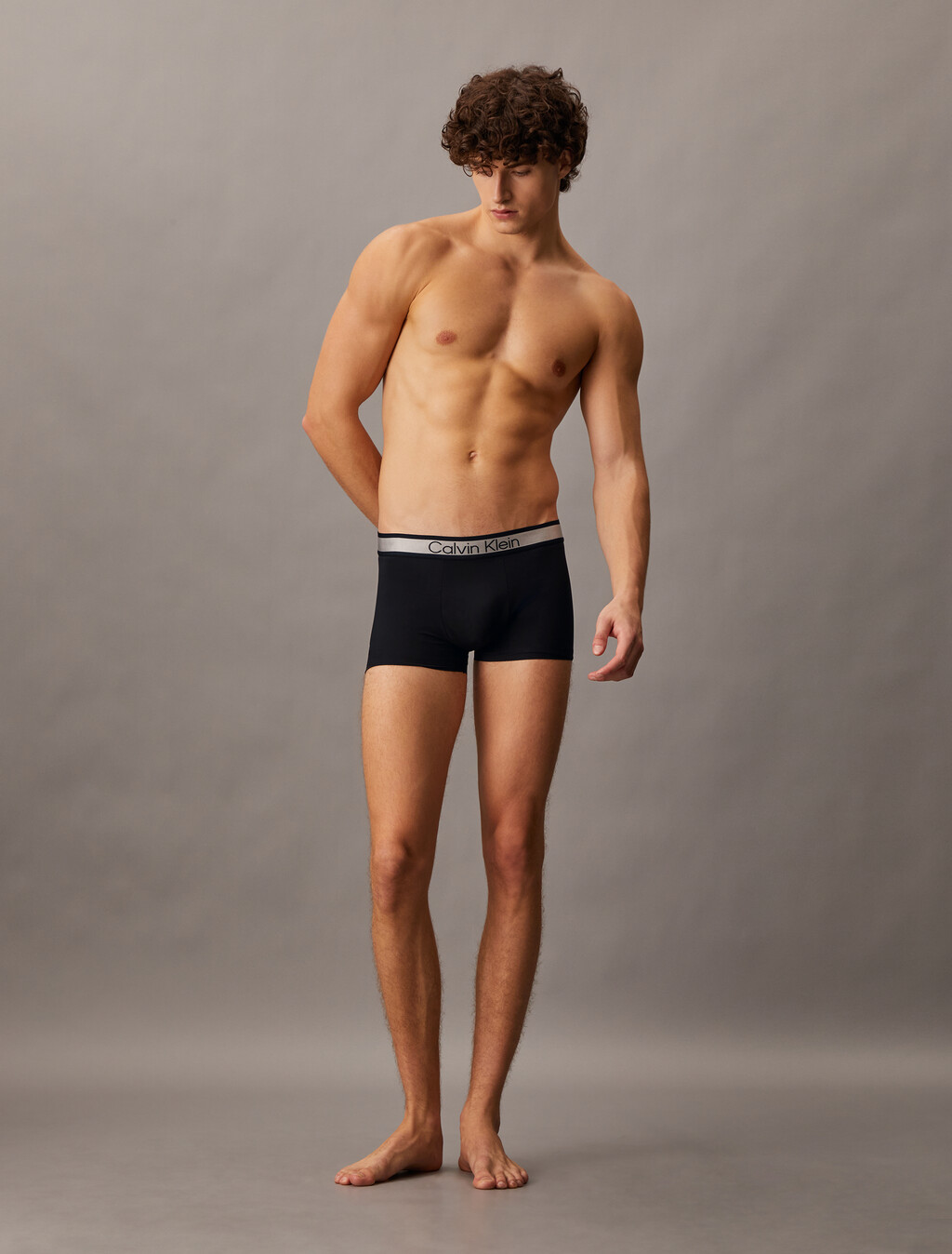 Tonal Logo Microfiber Low Rise Trunks, Black, hi-res