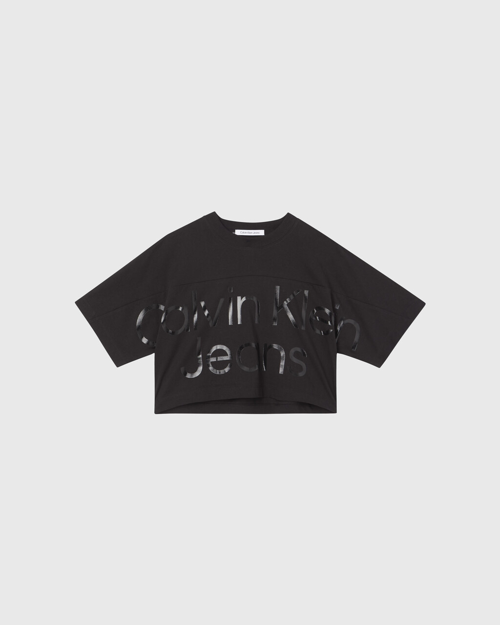 CROPPED GLOSS LOGO T-SHIRT, Ck Black, hi-res