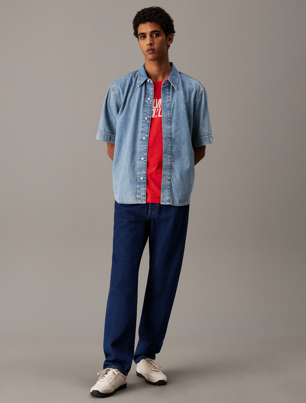 Relaxed Denim Short Sleeve Shirt, FONTAINE 76, hi-res