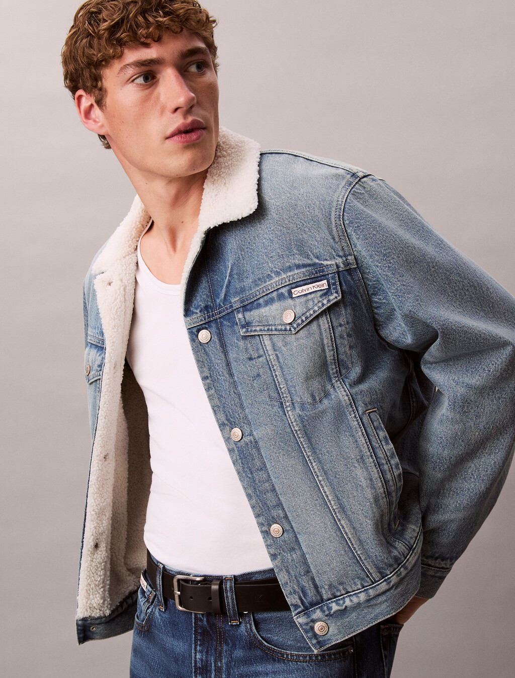 90's Sherpa Denim Jacket, TINTED THUNDRA, hi-res