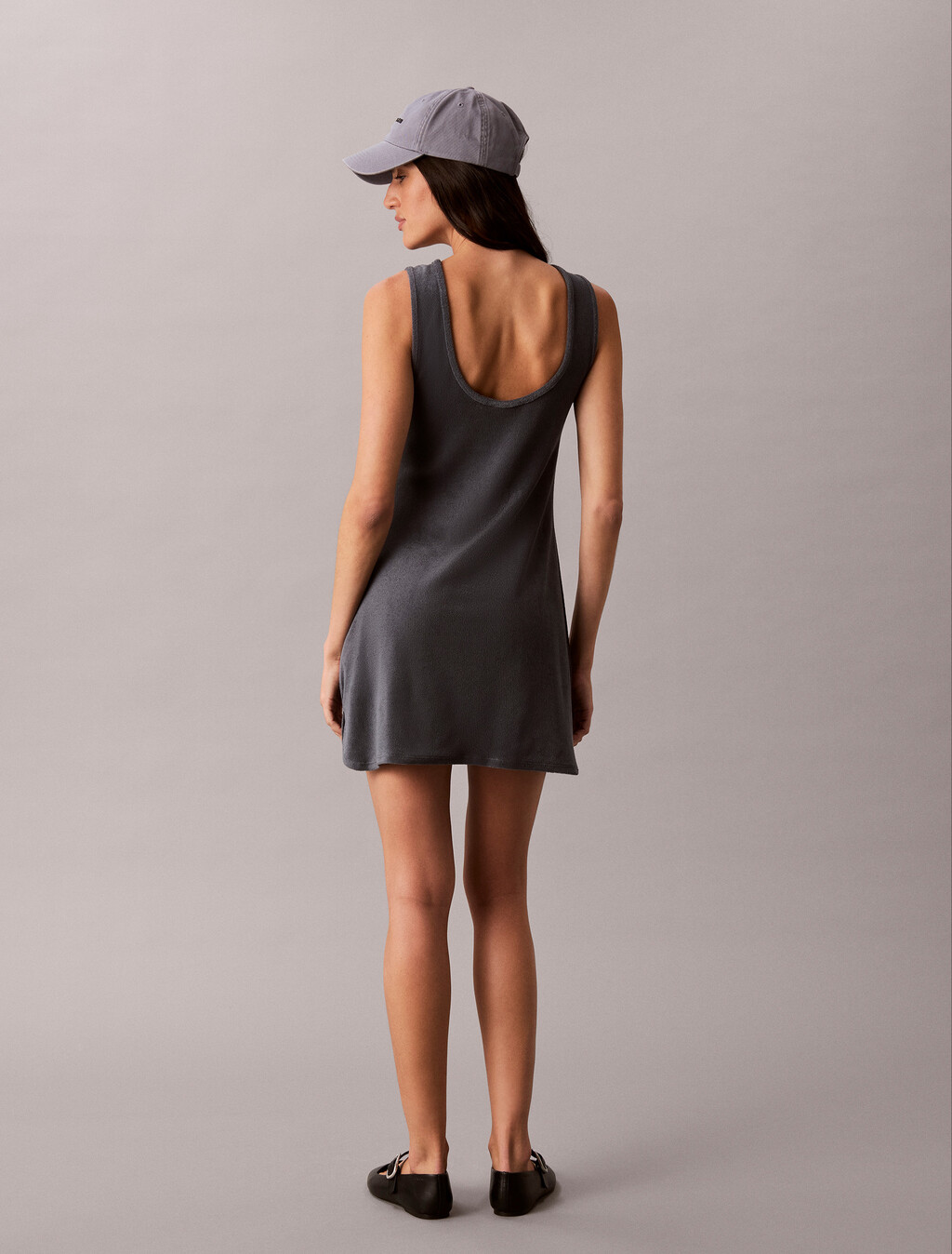 Towel Terry Scoop Back Mini Dress, Turbulence, hi-res