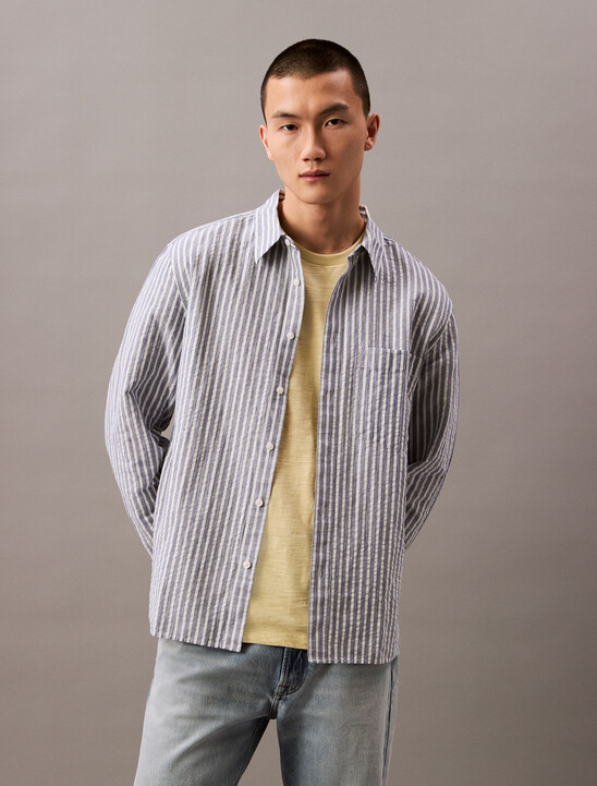 Seersucker Linen Stripe Shirt