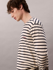 Compact Rib Stripe Easy Tee, Bone White, hi-res