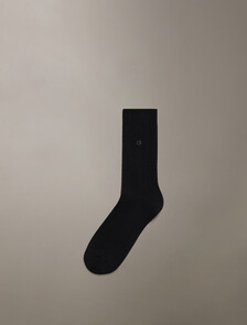 CK Logo Cable Knit Crew Sock, BLACK, hi-res
