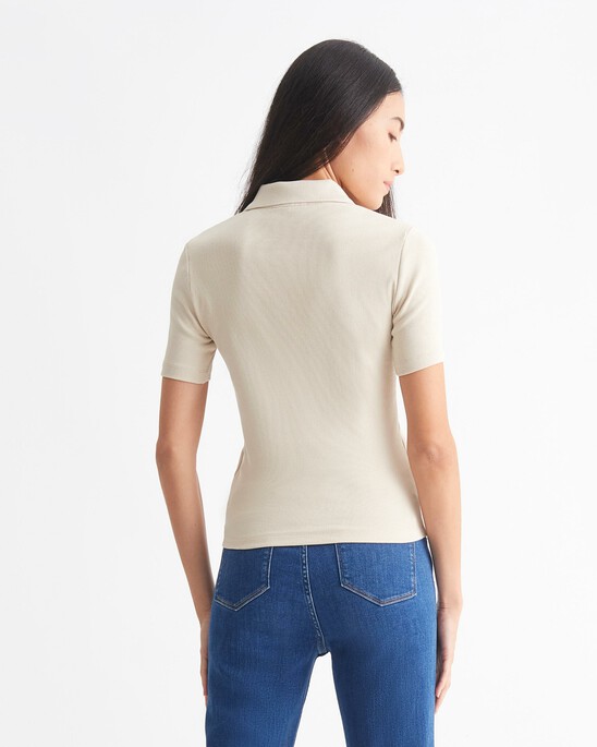 FAST TRACK RIB KNIT POLO TOP
