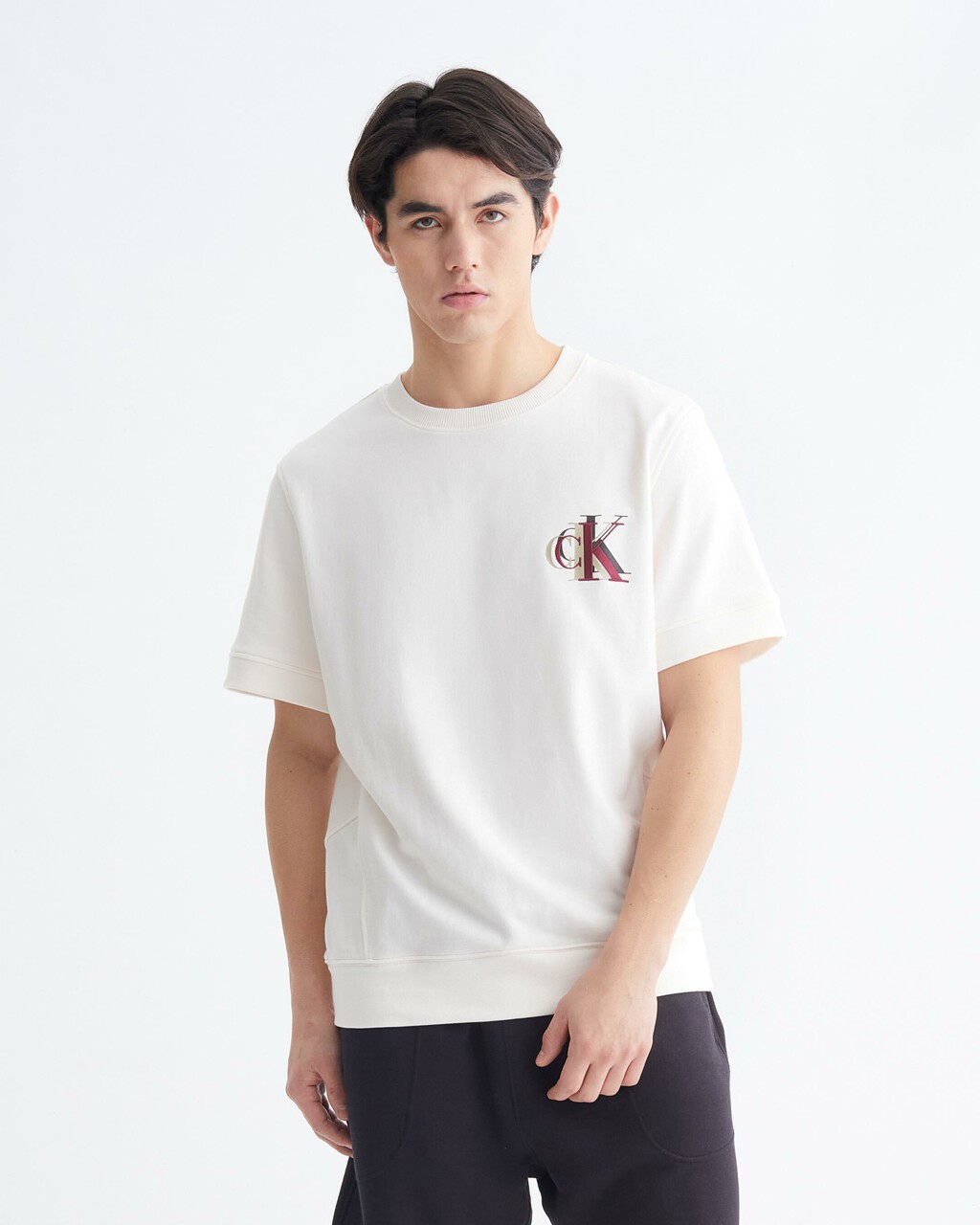 INFINITE COOL MONOGRAM SHORT SLEEVE SWEATSHIRT, Ancient White, hi-res