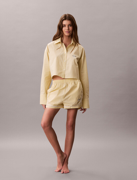 Cropped Cotton Poplin Pyjama Top