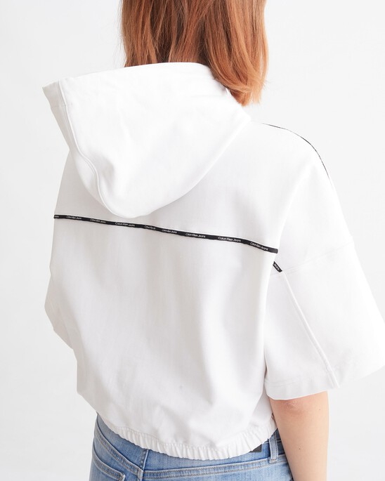 LOGO TAPE CROPPED HOODIE