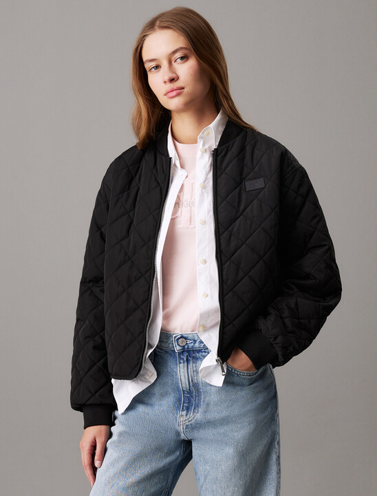 Relaxed Quilted Bomber Jacket