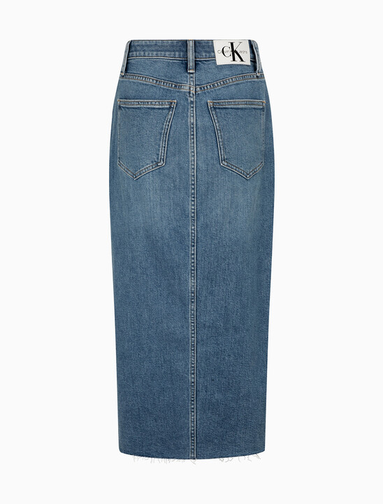 Reconsidered Front Split Maxi Denim Skirt
