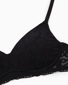 COMFORT LACE LIGHTLY LINED BRALETTE, BLACK, hi-res