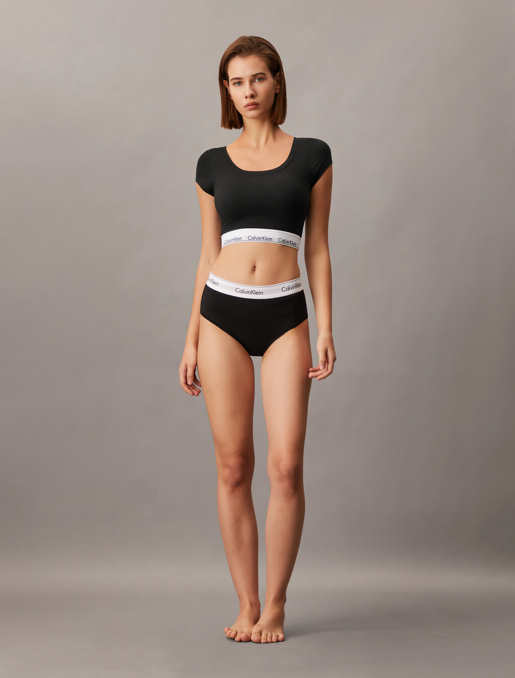 Icon Cotton T-Shirt Bralette, Black, hi-res