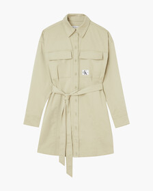 BADGE BELTED SHIRT DRESS, Wheat Fields, hi-res