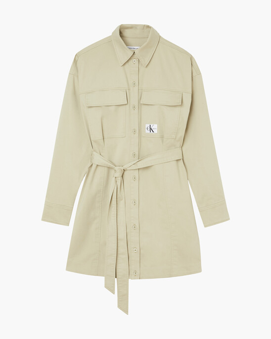Badge Belted Shirt Dress