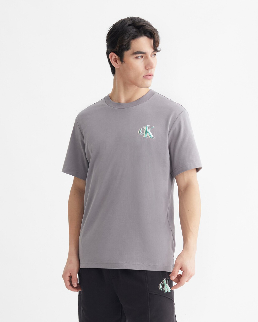 STACKED MONOGRAM TEE, Storm Front, hi-res