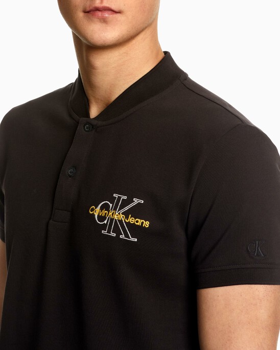 TWO TONE MONOGRAM SLIM POLO