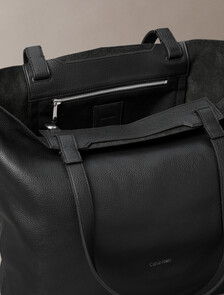 Leather Document Tote Bag, Black, hi-res