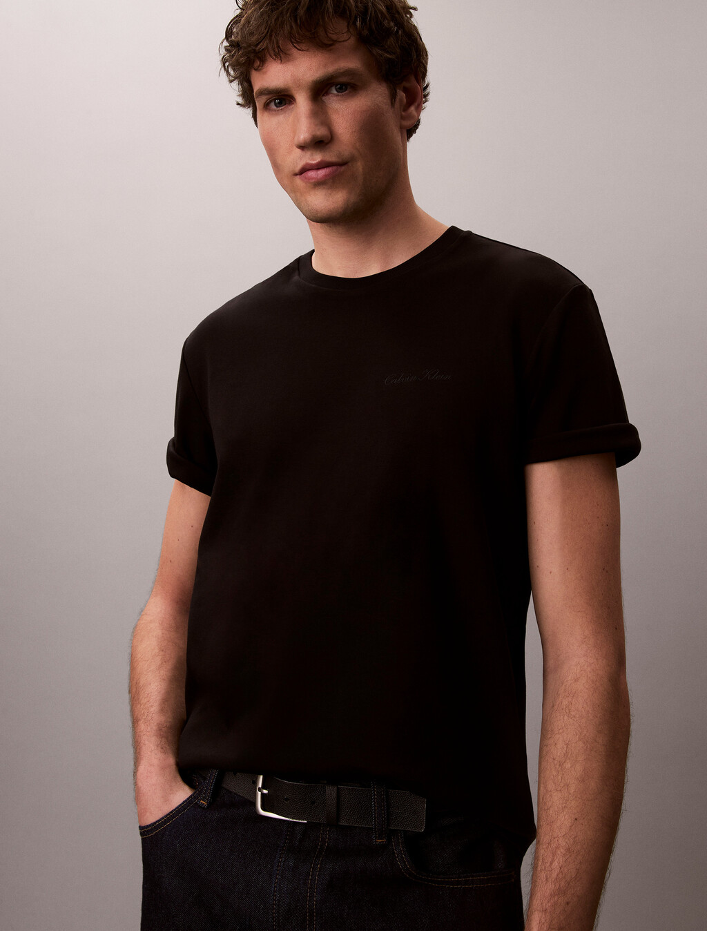 Script Logo Tee, Black, hi-res